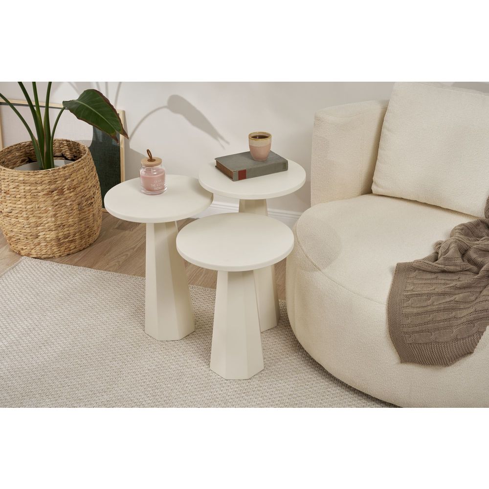 Set bočnih stolova "Lilyum" (57 + 52 + 47) - bijela boja slika 4