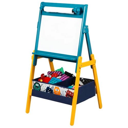 Kinder Home Dečija Drvena Tabla Sa Magnetima, Za Učenje, Crtanje I Skladištenje Plavo-Žuta slika 3