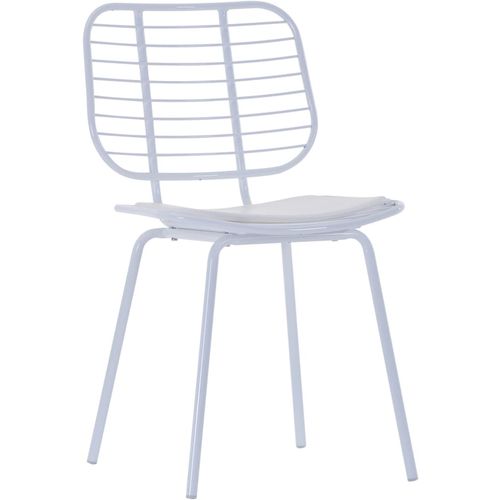 Stolice sa sjedalima od umjetne kože 4 kom bijele čelične slika 30