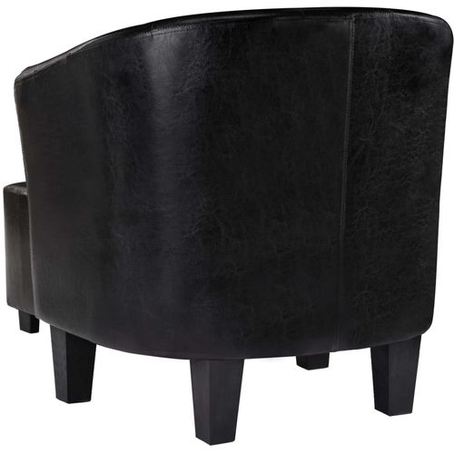 Fotelja od umjetne kože s osloncem za noge crna slika 4