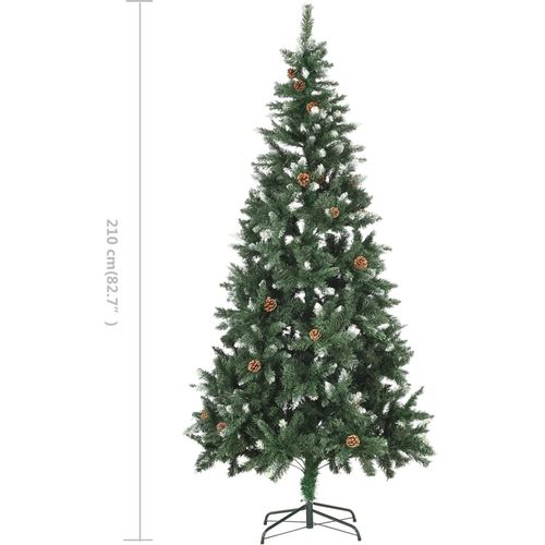 Umjetno božićno drvce sa šiškama i bijelim sjajem 210 cm slika 25
