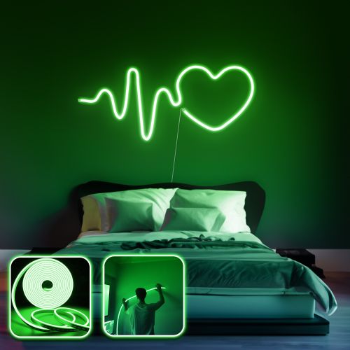 Opviq Dekorativna zidna led rasvjeta Heart - Medium - Green slika 1