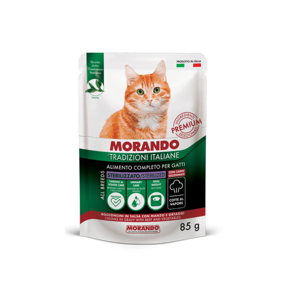 Morando Tradizioni Cat Adult Sterilized komadići govedina i povrće u umaku 85 g slika 1