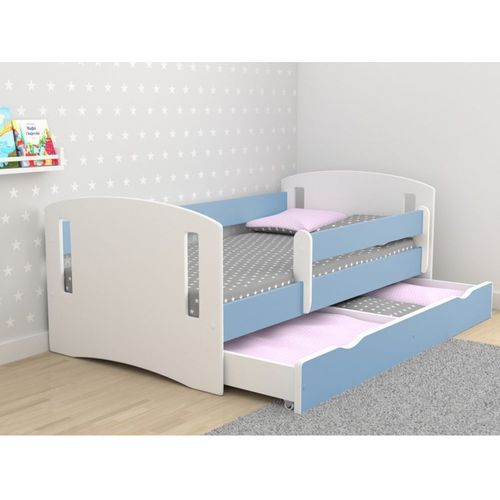 Drveni dečiji krevet Classic 2 sa fiokom - plavi - 140x80cm slika 1