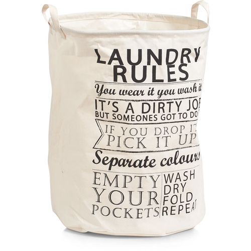 Zeller Košara za rublje, "Laundry Rules", platno, siva, Ø38x48 cm slika 1