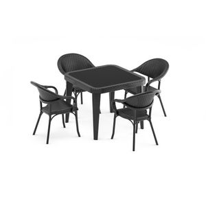 Tilia Garnitura Flash-R, sto i 4 stolice, 90X90 Crna
