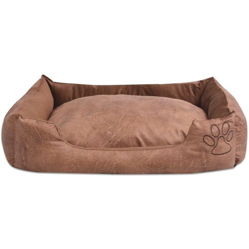 Krevet za pse s jastukom PU umjetna koža veličina XL Bež slika 4