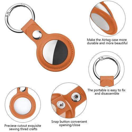 Techsuit - sigurni kožni držač (SLH1) - Apple AirTag torbica s metalnim prstenom - narančasta slika 2