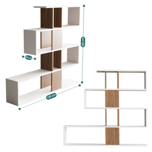 Woody Fashion Polica za knjige, Bijela boja Orah, Karlin - White, Walnut slika 4