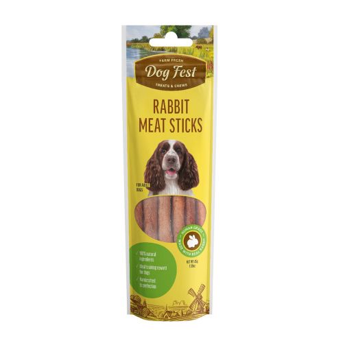 Dog Fest Rabbit Meat Sticks, poslastica za pse, mesni štapići s kunićevinom, 45 g slika 1