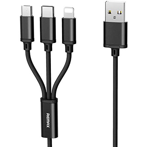 Data kabl REMAX Gition RC-131 3u1 za iPhone Lightning/Micro USB/Type C crni 1m slika 1