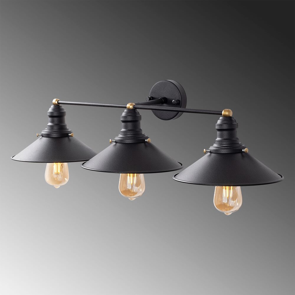 Konična - 12185 Crna Antikna Zidna Lampa slika 5