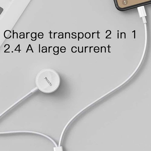 Yesido - Data kabel (CA-70) - 2u1 USB to Lightning Apple Watch 2.4A 120cm - bijeli slika 5