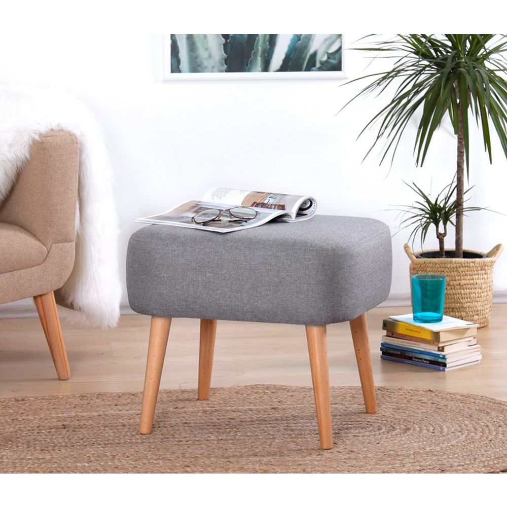Parrot - Sivi Pouffe s Drvenim Nogama slika 1