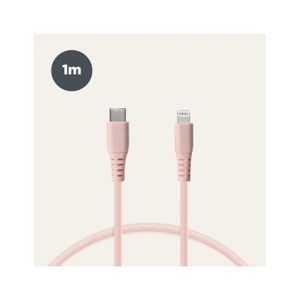 KSIX, kabel za prijenos podataka, Soft, USB-C na lightning, 1.0m, rozi