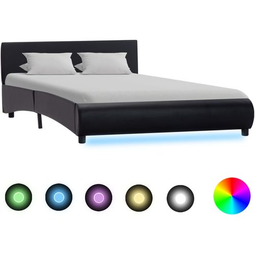 Okvir za krevet od umjetne kože s LED svjetlom crni 140x200 cm slika 1