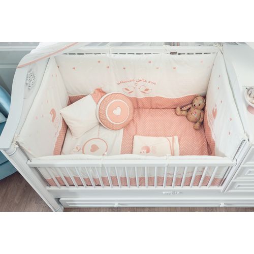 L'essential Maison Romantic Baby (80x130 Cm) Roze i Beli Set za Spavanje za Bebe slika 1