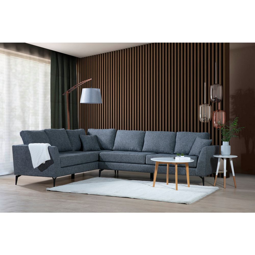 Tempo Ugaona Sofa Lijeva (3+3R) Tamno Siva slika 2