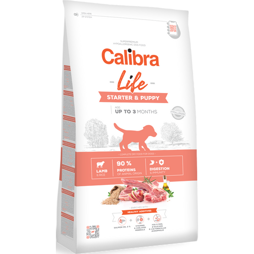 Calibra Dog Life Starter & Puppy Lamb, potpuna i uravnotežena superpremium hipoalergena dehidrirana hrana za štence (do 3 mjeseca), također pogodna za gravidne i kuje koje doje, 12 kg slika 1