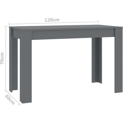 Blagovaonski stol visoki sjaj sivi 120 x 60 x 76 cm od iverice slika 6
