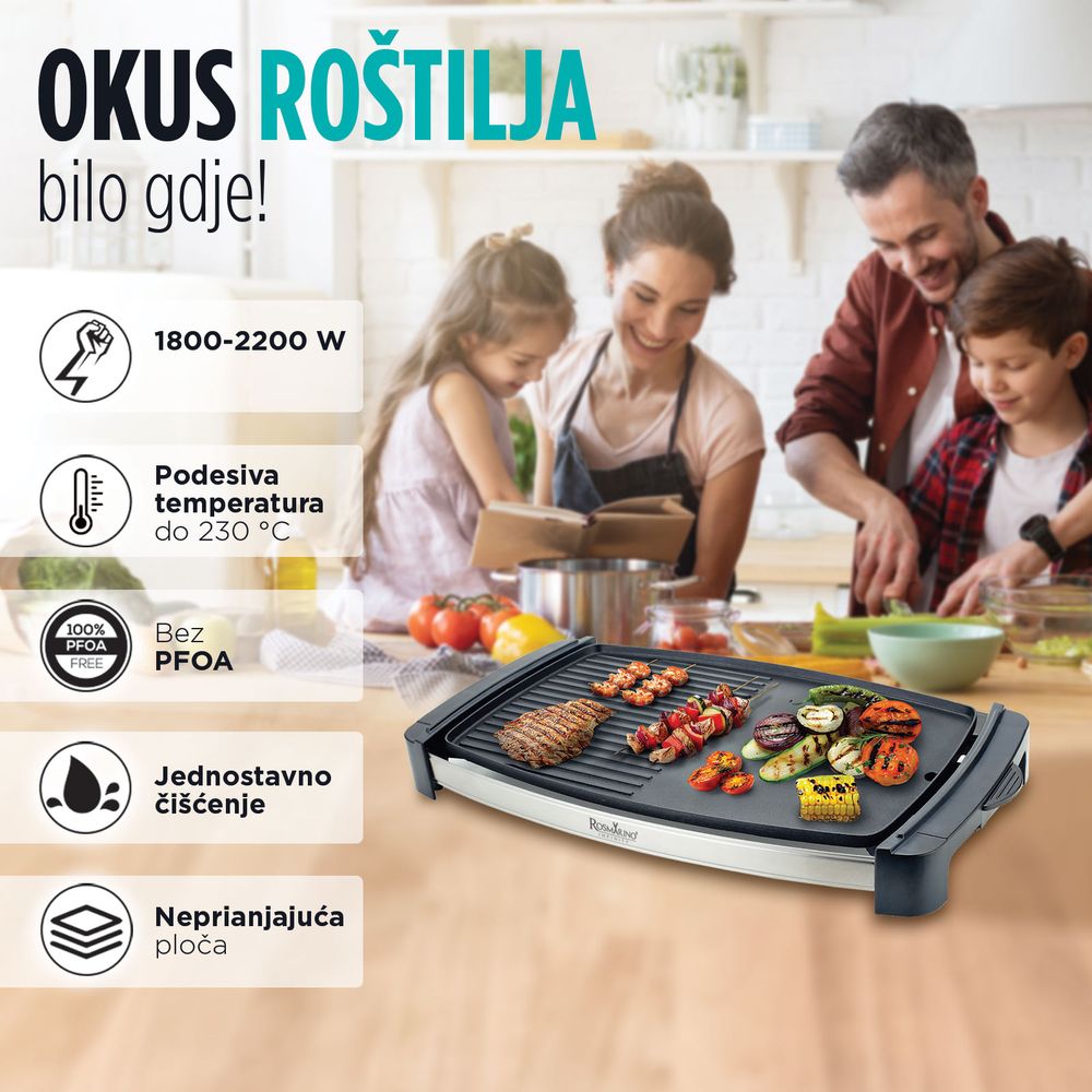 Rosmarino električni stolni roštilj Infinity, 1800-2200 W slika 4