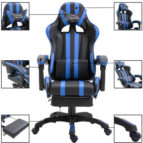 Igraća stolica od umjetne kože s osloncem za noge plava slika 25