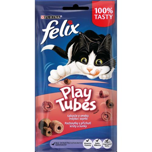 Felix Play Tubes Turky&Ham, poslastica s okusom puretine i šunke, 50 g slika 1