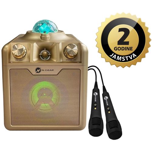 N-Gear karaoke Disco STAR 710, 50W, LED svjetla, LASER, 2*žič mikrofon, zlatni slika 1