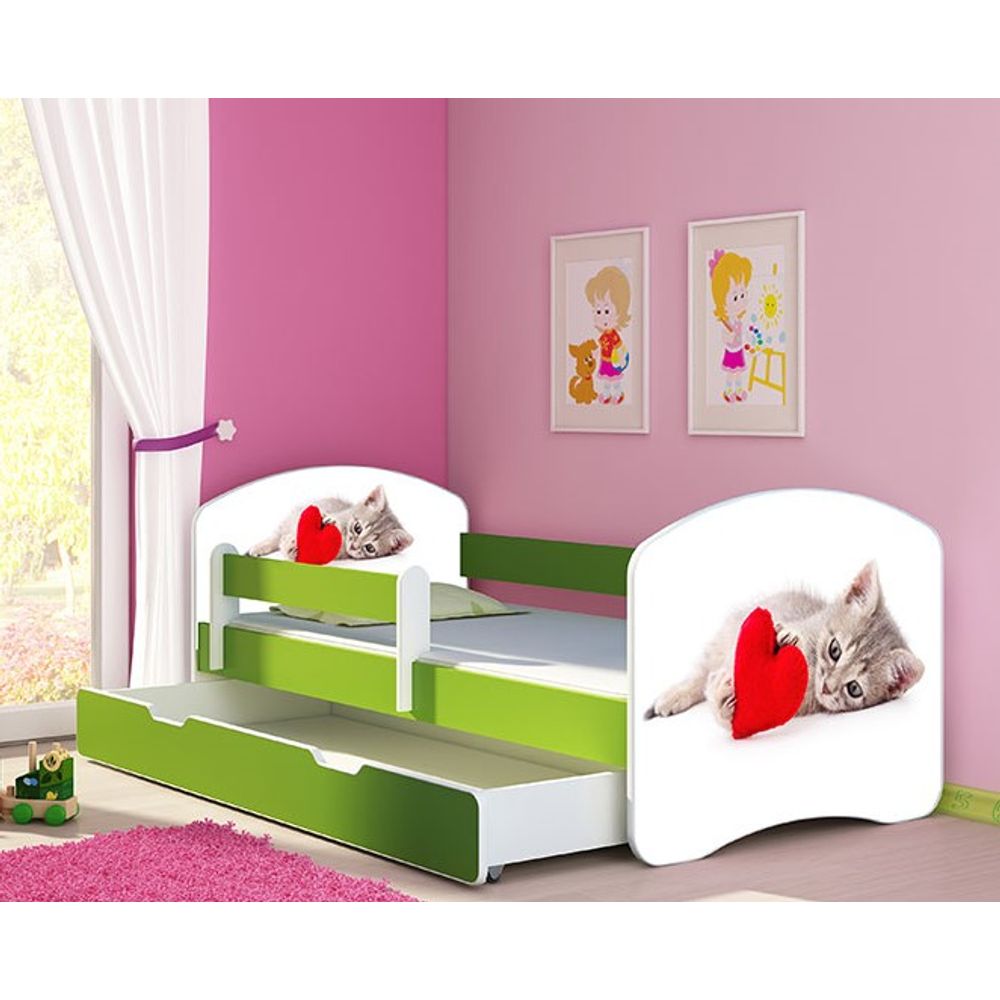 ACMA Dječiji krevet Acma II sa ladicom Green - 140x70cm - Dezen 40 slika 1