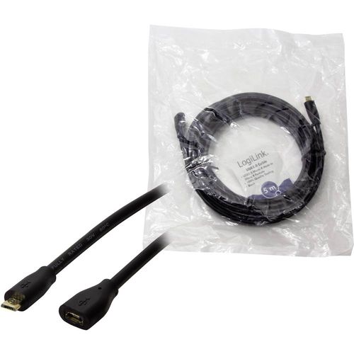 LogiLink USB kabel USB 2.0 USB-Micro-B utikač, USB-Micro-B utičnica 5.00 m crna  CU0125 slika 3