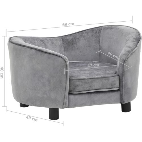 Sofa za pse siva 69 x 49 x 40 cm plišana slika 45