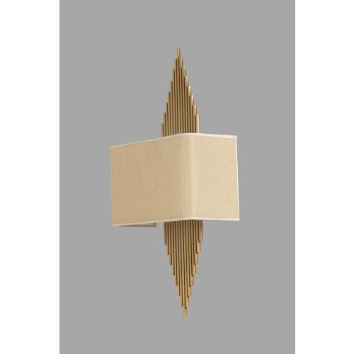 Hande Eskitme Dikdörtgen Açık Hasır Abajurlu Aplik Gold Wall Lamp slika 3