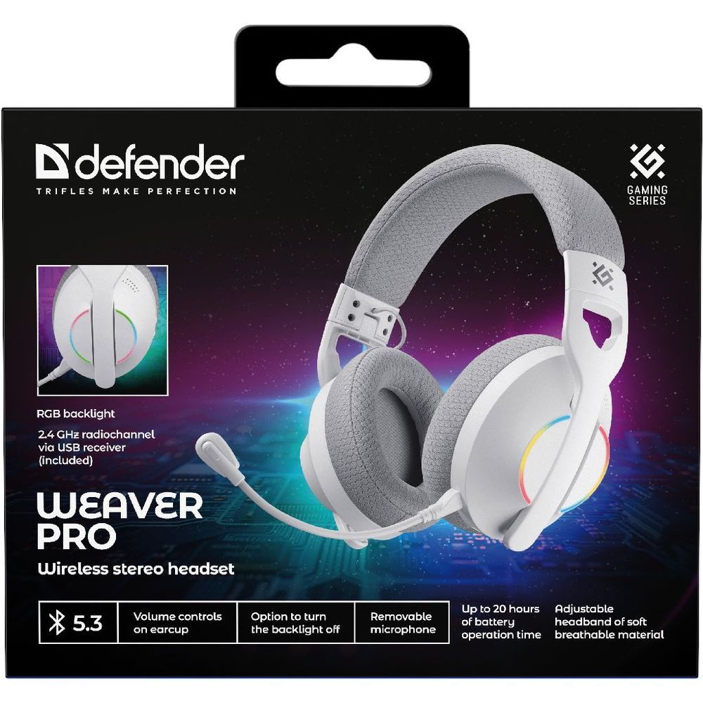Slušalice Defender Weaver Pro, bežične s mikrofonom, bijele slika 7