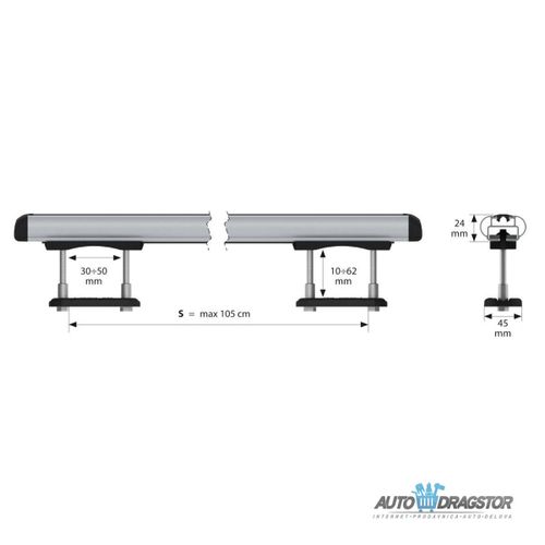 KROVNI NOSAČI "KUMA"ALU ŠIPKE SET 112CM MAX. RASTOJANJE IZMEDJU ŠINA NA KROVU 105CM,NOSIVOST 100KG slika 9