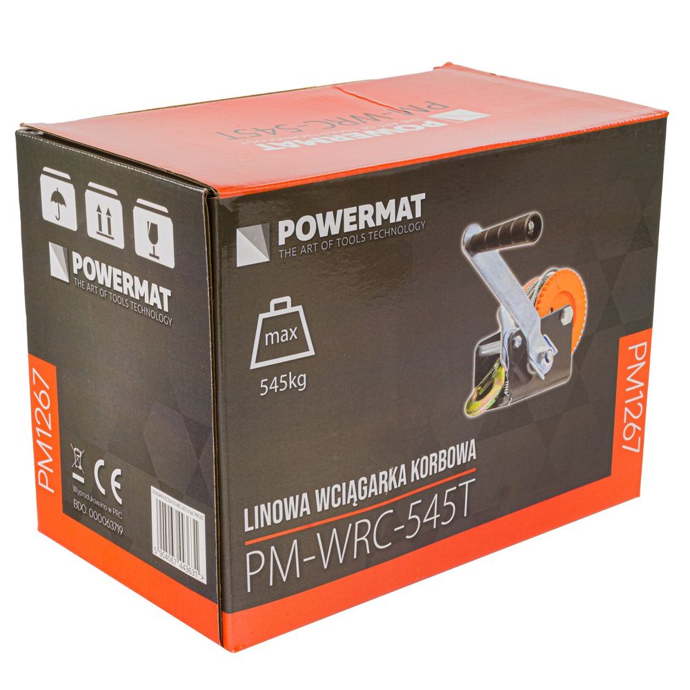 Powermat ručno vitlo s čeličnim užetom 545 kg 10 m PM-WRC-545T slika 5