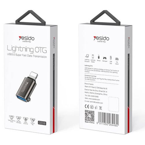 Yesido - OTG adapter (GS14) - USB 3.0 na Lightning- Plug & Play- 480 Mbps - crni slika 4