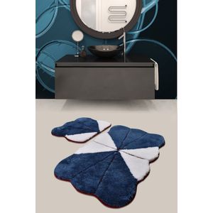 Lessie - Blue Multicolor Acrylic Bathmat Set (2 Pieces)