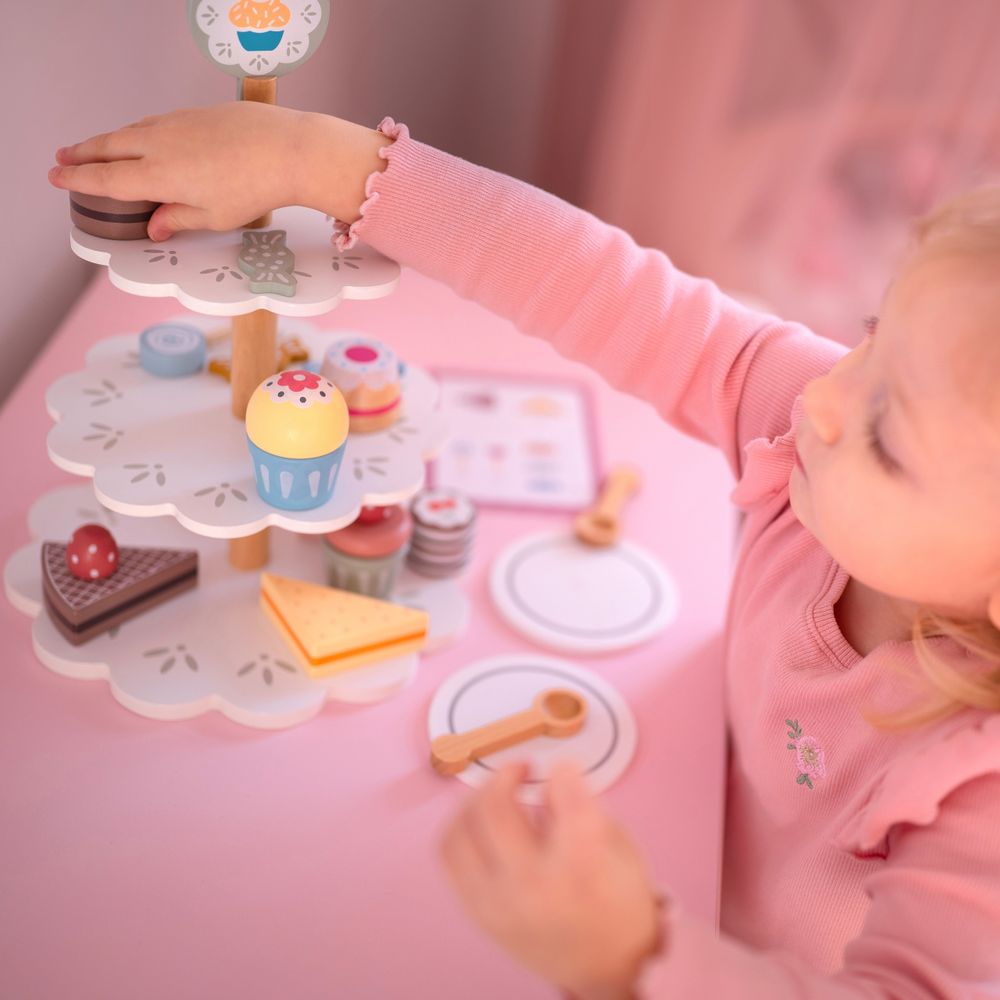 Tooky toy tanjur za slatkiše, drveni stalak, cupcakes, kolači slika 3