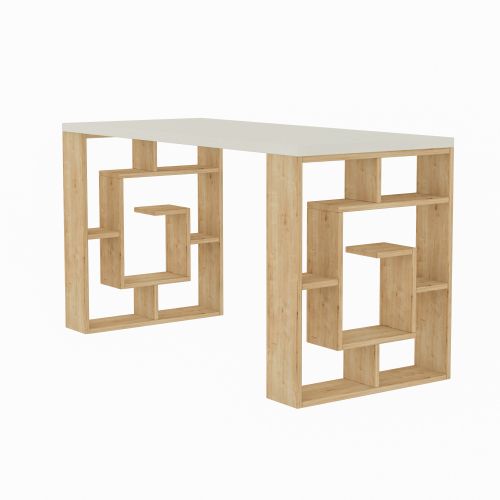 Woody Fashion Radni stol, Bijela boja hrast, Maze - White, Oak slika 2