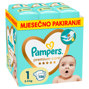 Pampers pelene Premium Care XXL mjesečno pakiranje, veličina 1, 156 komada