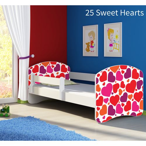 Dječji krevet ACMA s motivom, bočna bijela 140x70 cm - 25 Sweet hearts slika 1