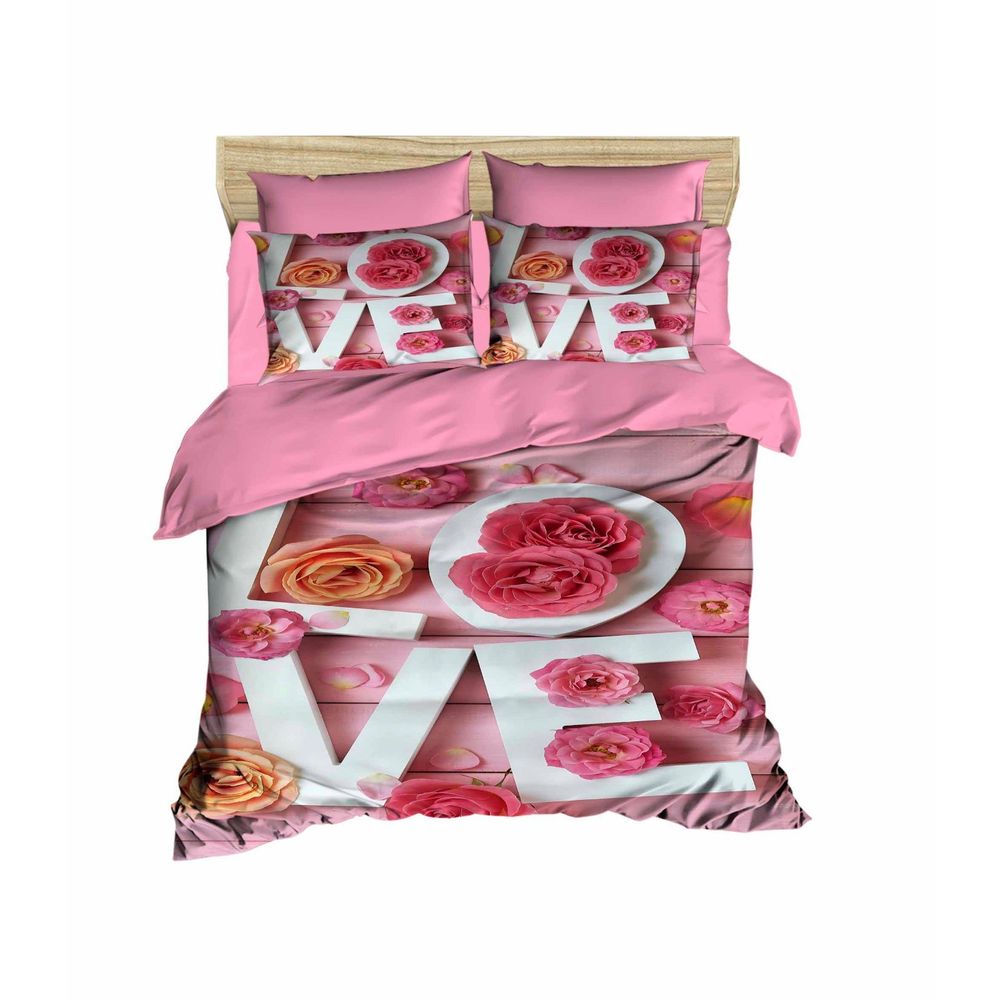 Set Posteljine 197 Pink White Double slika 1