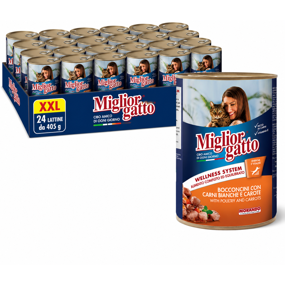 Miglior hrana za mačke u limenci, Perad s mrkvom, 24x405 g, XXL slika 1