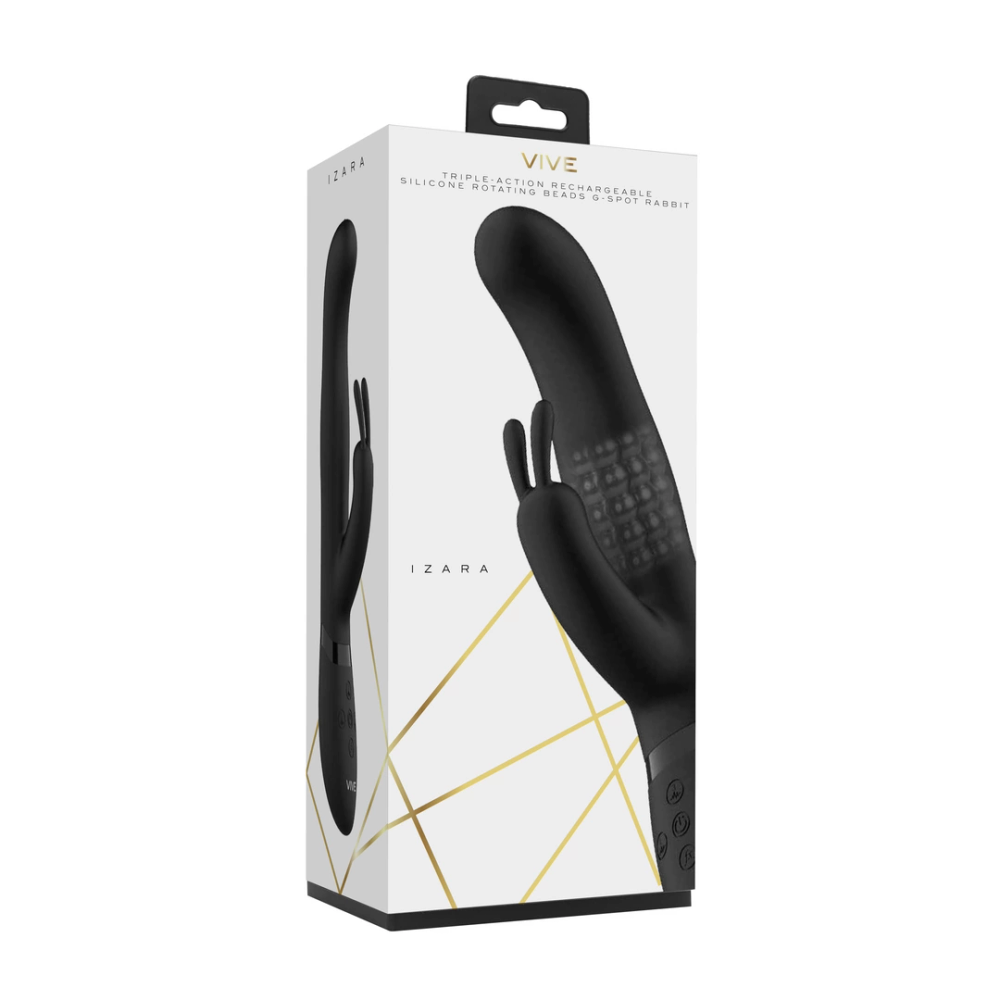 VIVE by Shots Izara - rabbit vibrator s rotirajućim kuglicama - crni slika 2