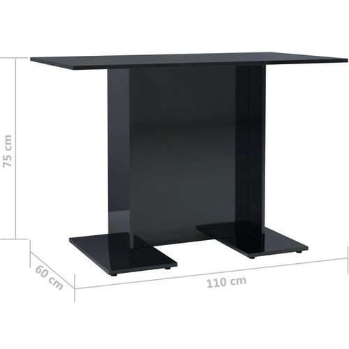 Blagovaonski stol visoki sjaj crni 110 x 60 x 75 cm od iverice slika 24