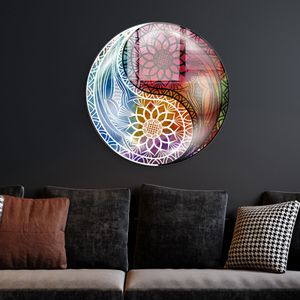 2048 - 60 x 60 Multicolor Decorative Tempered Glass Painting