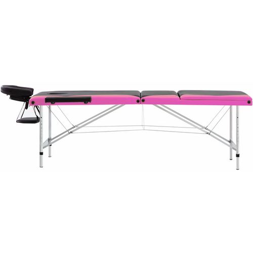 Sklopivi masažni stol s 3 zone aluminijski crno-ružičasti slika 26