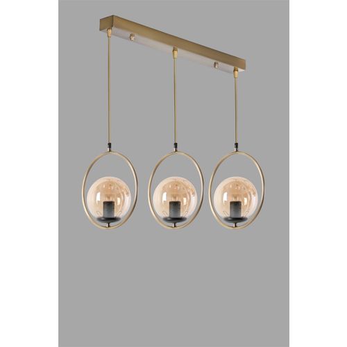 Ring 3 Lü Sıralı Bal Camlı Eskitme Sarkıt Copper Chandelier slika 3