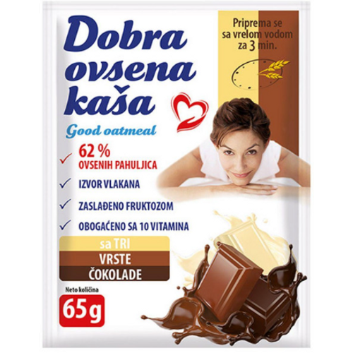 DOBRA OVSENA KAŠA sa 3 vrste čokolade 65g  slika 1