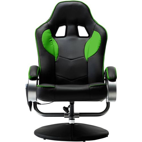 Masažna stolica s osloncem od umjetne kože zelena slika 23